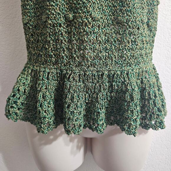 ZARA Crochet Peplum Tank Green Size S NWT - Picture 6 of 9
